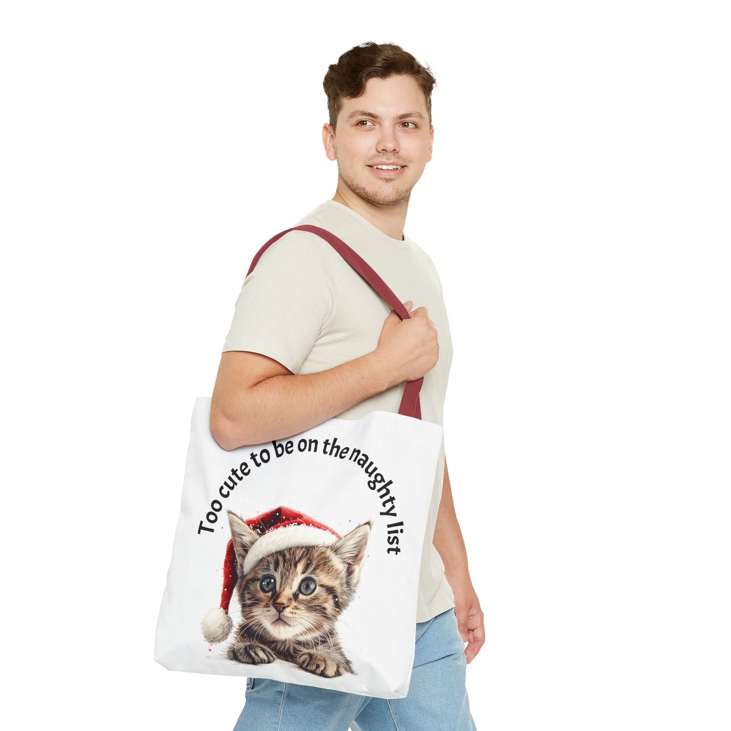 Cat Tote Bag Too cute to be on the naughty list