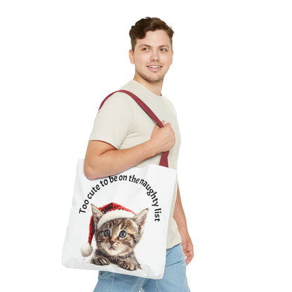 Cat Tote Bag Too cute to be on the naughty list