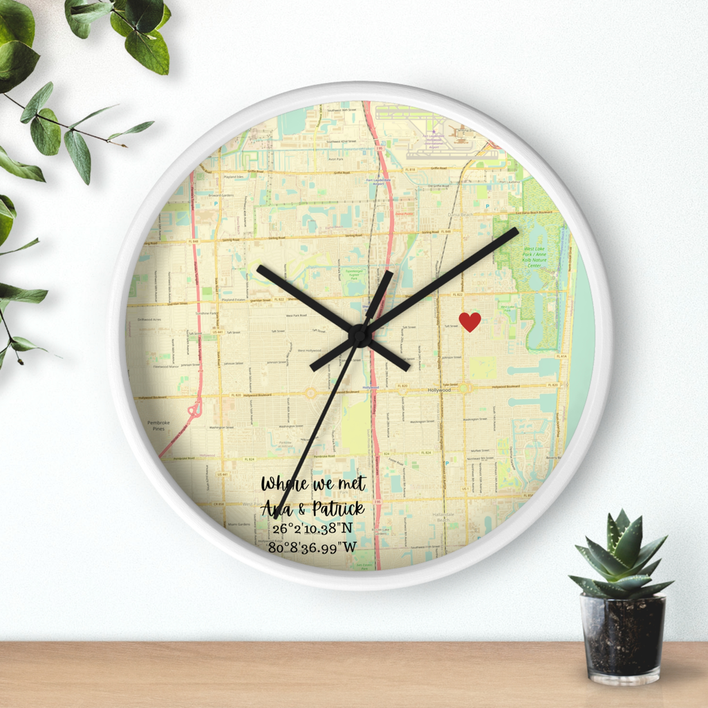 Custom Wall Clock with Love Pin - Anniversary Gift
