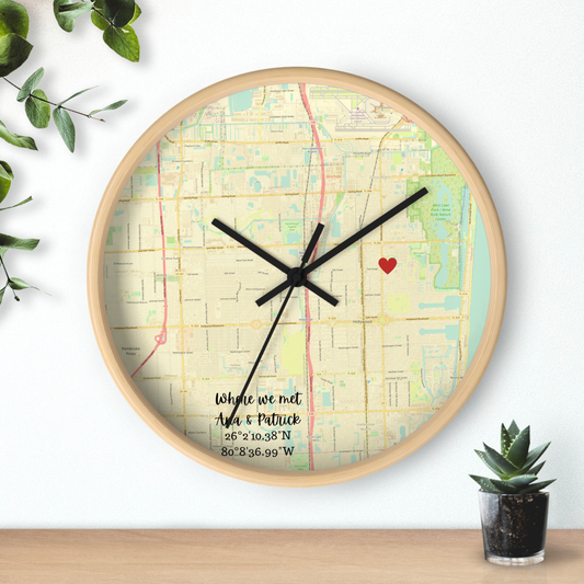 Map-Pinned Wall Clock - Celebrate Special Moments